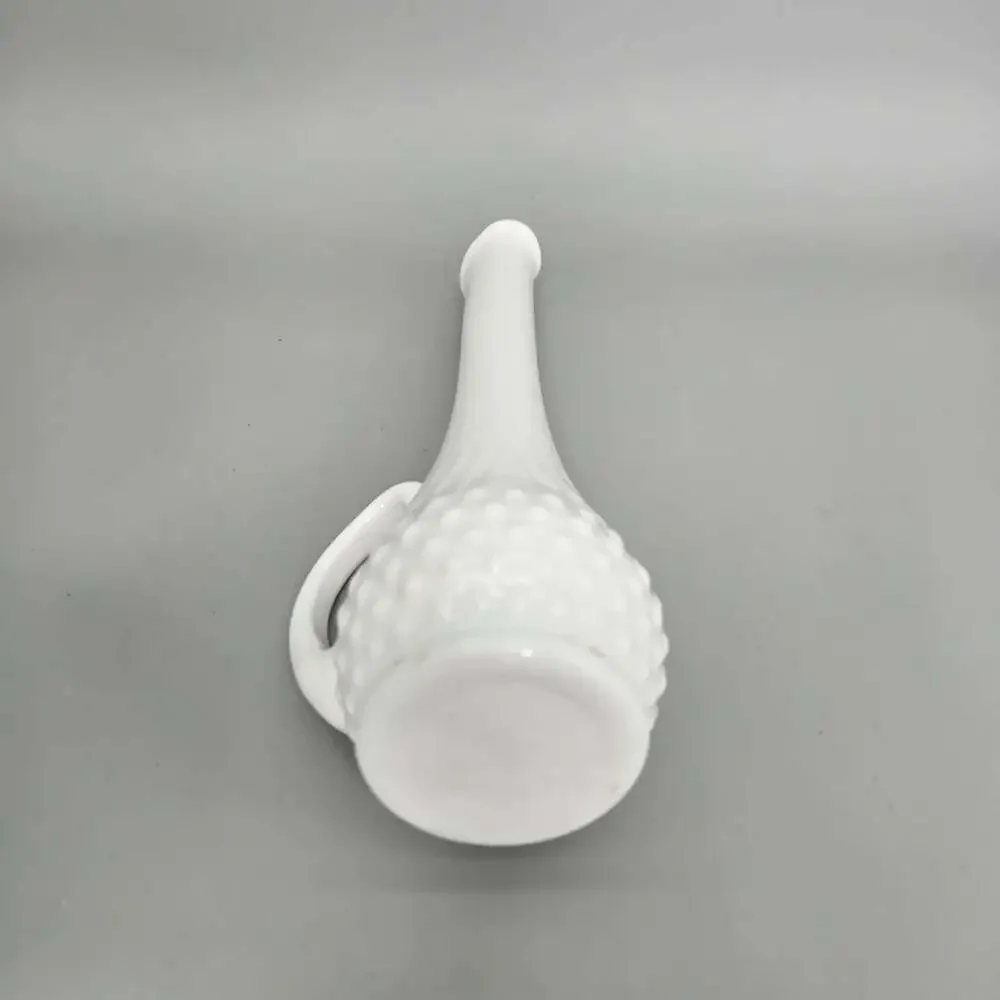 Vintage Fenton White Milk Glass Hobnail Swung Pitcher Vase